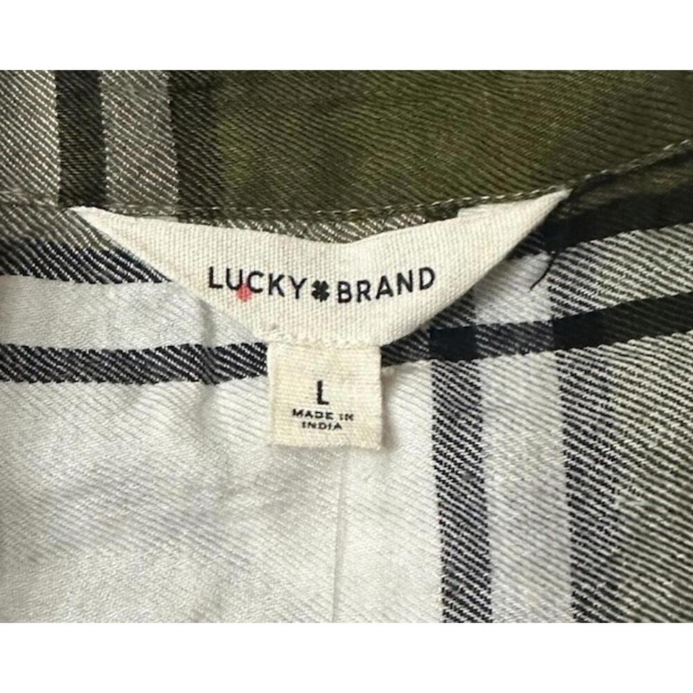 NWT Lucky Brand Womens Long Sleeve Button Plaid‎ Top Shirt Blouse Size Large - Picture 7 of 14
